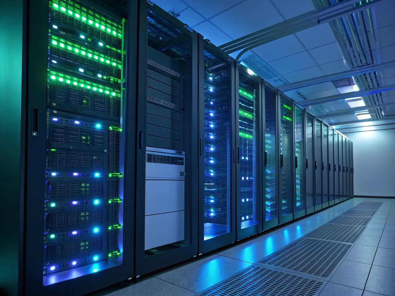 A high-resolution image depicting a secure data center with servers and security protocols, emphasizing the platform's robust security infrastructure.