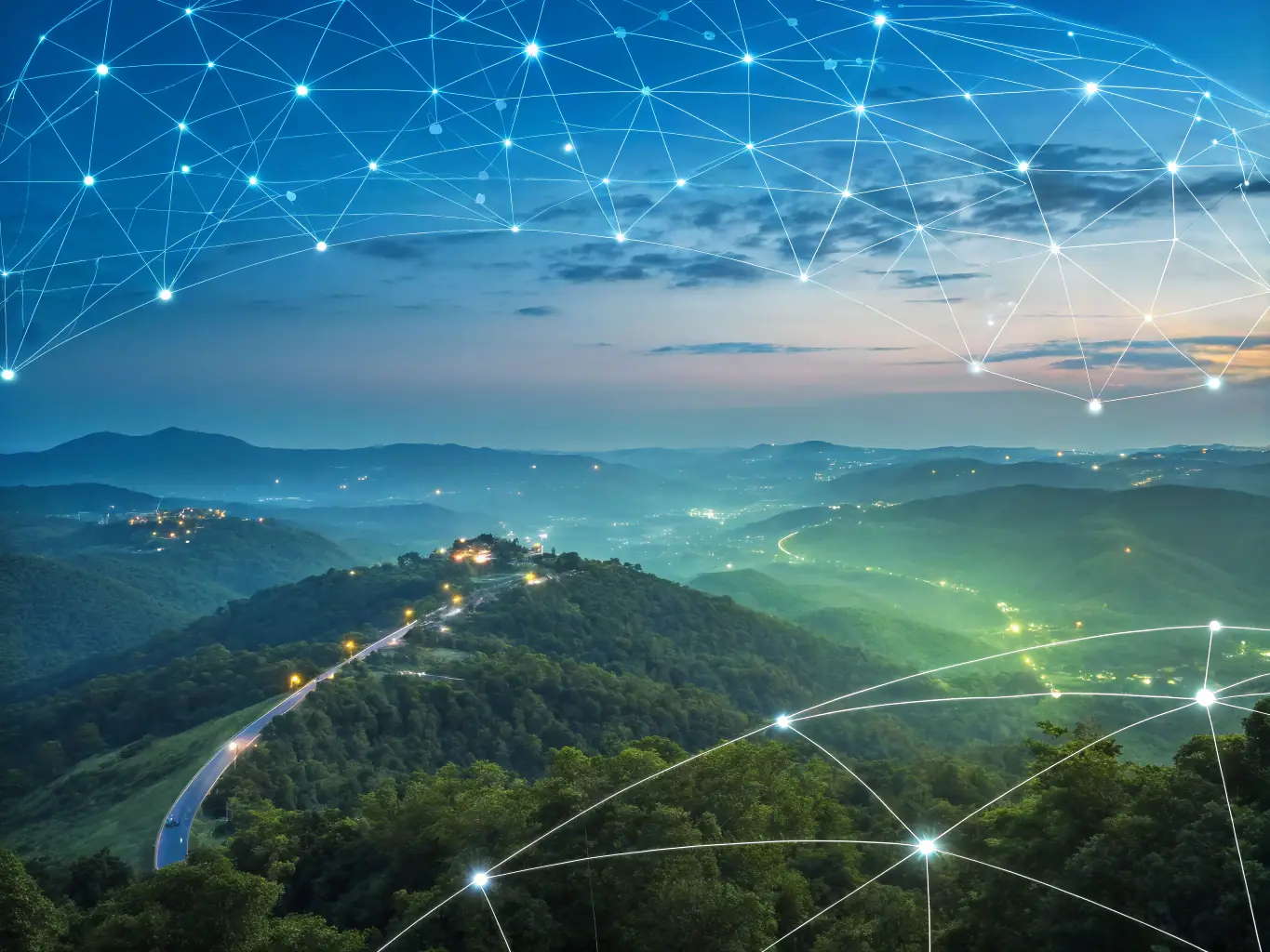 A digital illustration depicting a secure network with encrypted data flowing through it, symbolizing Enfuce's robust security measures and commitment to data protection.